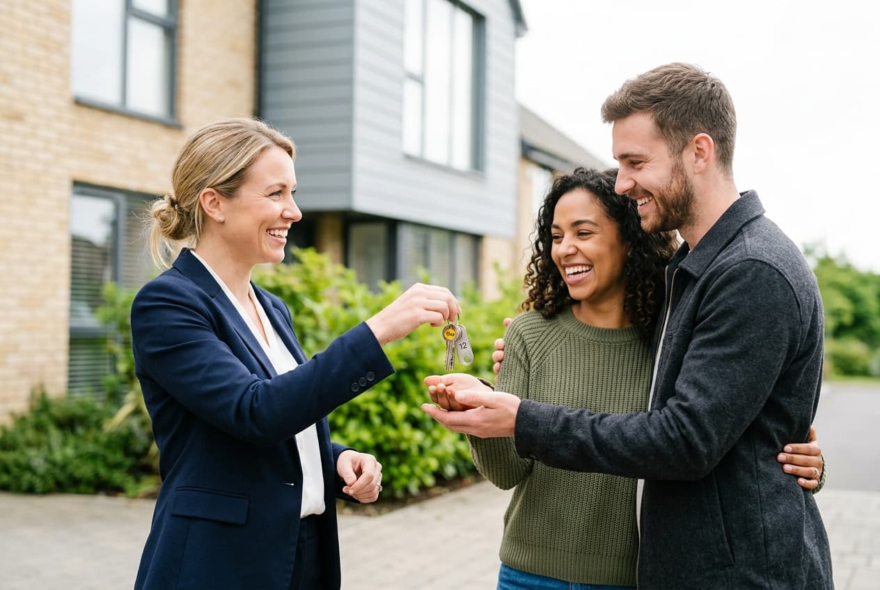 A landlord handing over the keys to a new home